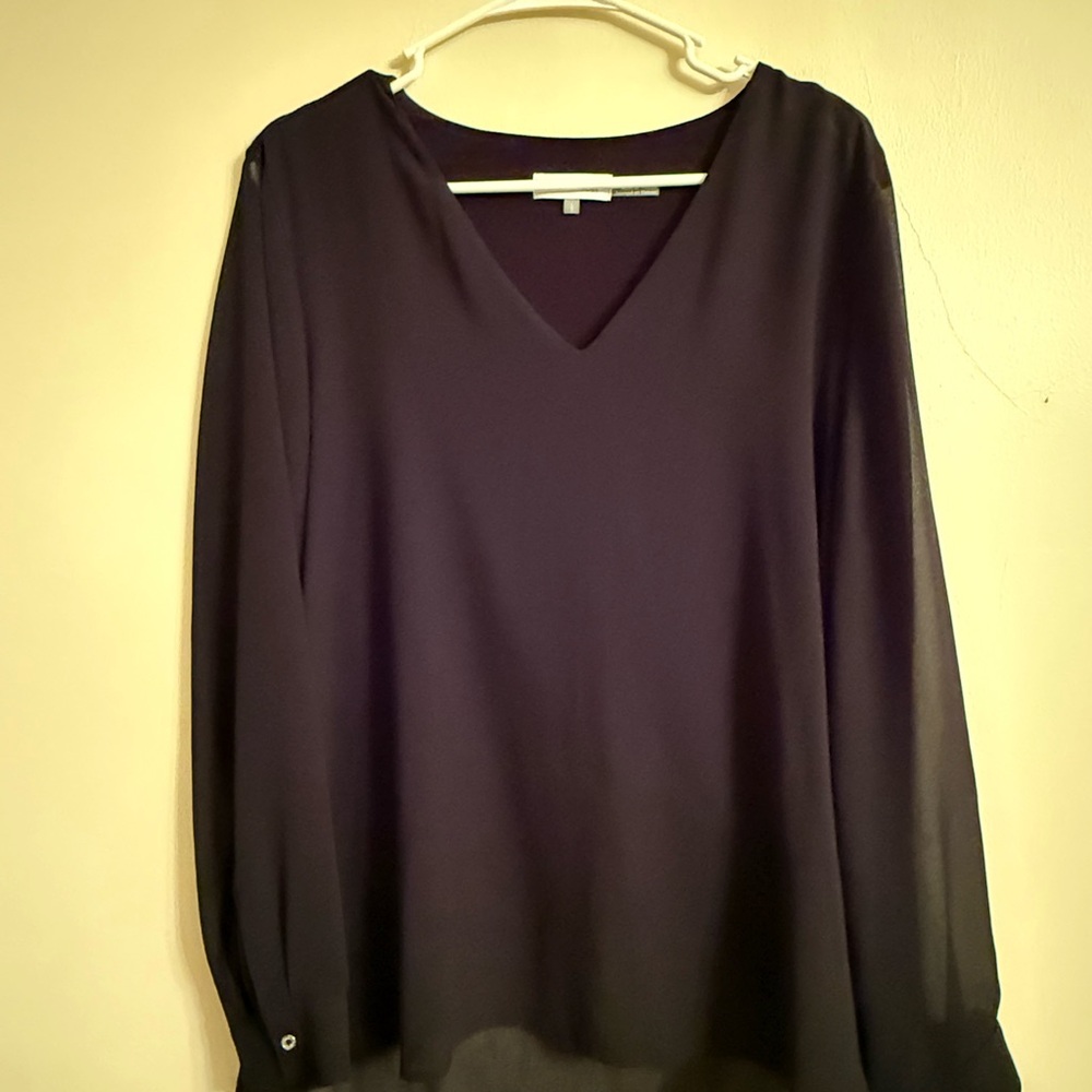 Calvin Klein Black Relaxed V-Neck Blouse